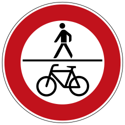 Pedestrians and cyclists prohibited - Road Sign