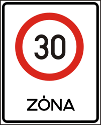 Begin of a zone with speed limit - Road Sign