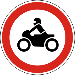 Motorbikes - Motorcycles prohibited - Road Sign