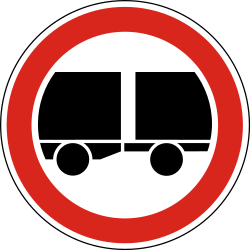 Trucks with trailer prohibited - Road Sign
