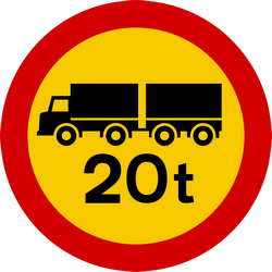 Trucks with trailer heavier than indicated prohibited - Road Sign