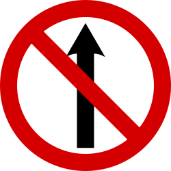 Driving straight ahead prohibited - Road Sign