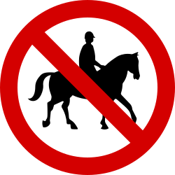 Equestrians prohibited - Road Sign