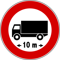 Vehicles longer than indicated length prohibited - Road Sign