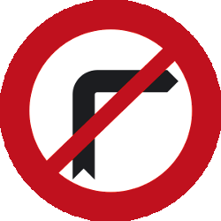 Turning right prohibited - Road Sign
