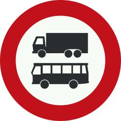Trucks and buses prohibited - Road Sign