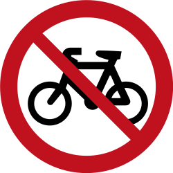 Cyclists not permitted - Road Sign