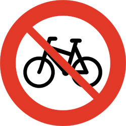 Cyclists not permitted - Road Sign