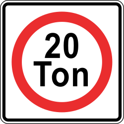 Vehicles weighing heavier than indicated forbidden - Road Sign