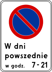 Begin of zone where parking is prohibited - Road Sign