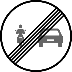 End of the overtaking prohibition for motorcycles - Road Sign