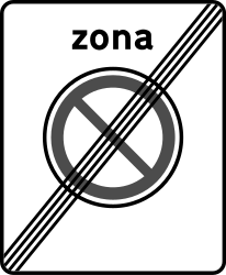 End of the zone where parking is prohibited - Road Sign