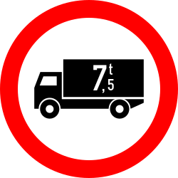 Trucks heavier than indicated prohibited - Road Sign