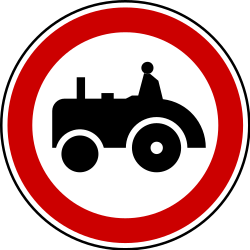 Tractors prohibited - Road Sign