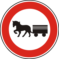 Horse carts prohibited - Road Sign