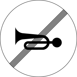 End of the prohibition to use the horn - Road Sign