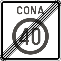 End of the zone with speed limit - Road Sign