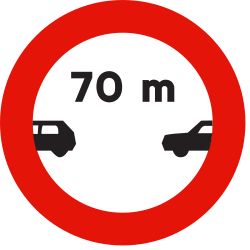 Leaving less distance than indicated prohibited - Road Sign