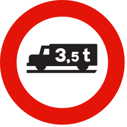 Trucks heavier than indicated prohibited - Road Sign