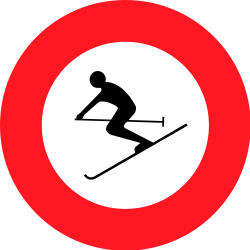 Skiers prohibited - Road Sign