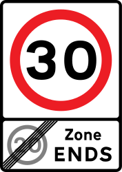 End of the zone with speed limit - Road Sign