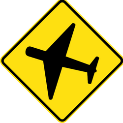 Warning for low lfying planes, aircraft and jets - Road Sign