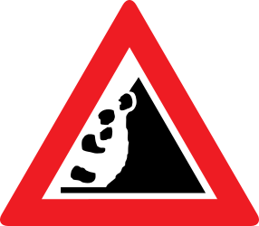 Falling rocks in road - area warning - Road Sign