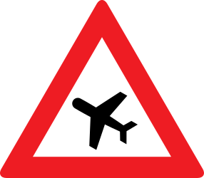 Warning for low lfying planes, aircraft and jets - Road Sign