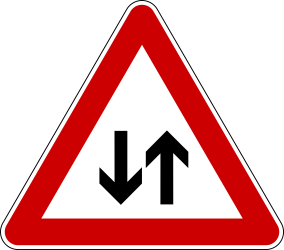 Two-way traffic ahead - Road Sign