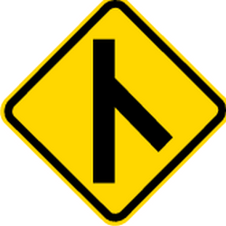 Warning for an uncontrolled crossroad with a sharp road from the right - Road Sign