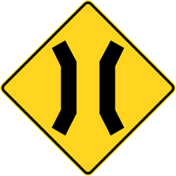 Warning for a narrowing - Road Sign