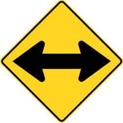 Warning for an obstacle, pass left or right - Road Sign