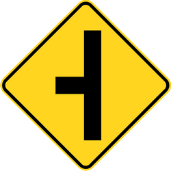 Warning for an uncontrolled crossroad with a road from the left - Road Sign