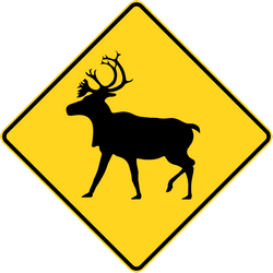 Warning for reindeer on the road - Road Sign