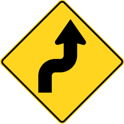 Warning for sharp curves, first right then left - Road Sign