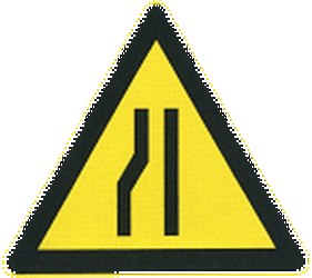 Road narrows on the left - Road Sign