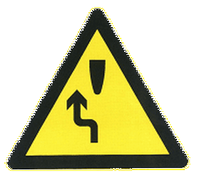 Warning for an obstacle, pass on the left side - Road Sign