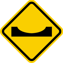 Warning for a dip in the road - Road Sign