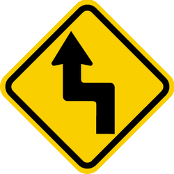 Warning for a double sharp curve, first left then right - Road Sign
