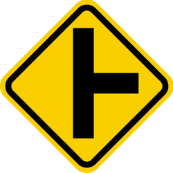 Warning for an uncontrolled crossroad with a road from the right - Road Sign