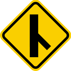Warning for an uncontrolled crossroad with a sharp road from the right - Road Sign