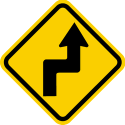 Warning for sharp curves, first right then left - Road Sign