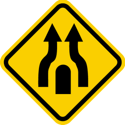 Warning for two roads that merge - Road Sign
