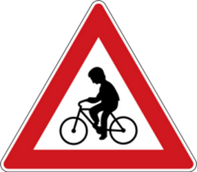 تحذير للدراجات وراكبي الدراجات - لافتة طريق