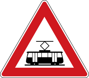 Warning for rail vehicle - trams - Road Sign