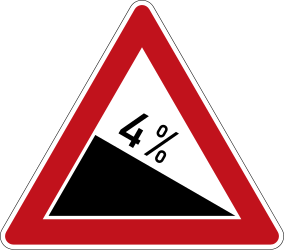 Steep descent ahead - Road Sign