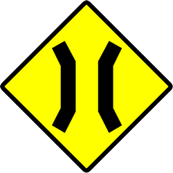 Warning for a narrowing - Road Sign