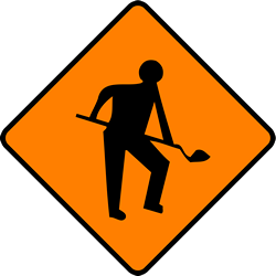 Roadworks ahead warning - Road Sign