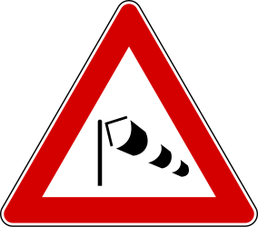 Heavy crosswinds in area warning - Road Sign