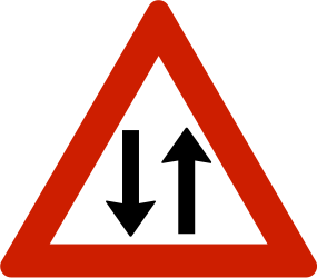 Two-way traffic ahead - Road Sign